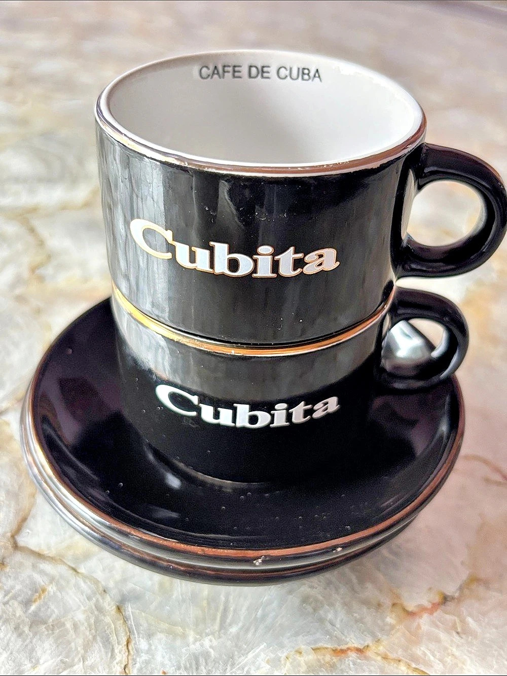 Cubita Cafe de Cuba Espresso Cup and Saucer Set Black